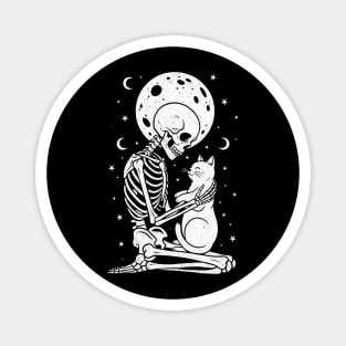 Skeleton & Cat Love Magnet